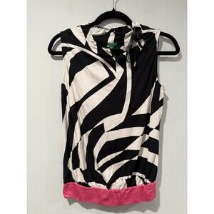 Benetton Top Women XS Stretch AdjustableNeck Sleeveless Art to Wear Indie Travel